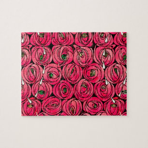 Rennie Mackintosh Roos Art Nouveau Bloemmotief Legpuzzel
