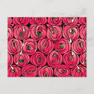 Rennie Mackintosh Roos Art Nouveau Bloempatroon Briefkaart