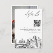 Reno bruiloft skyline kleine details QR-code RSVP Informatiekaartje (Voorkant / Achterkant)