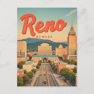 Reno City Nevada vintage silhouet Briefkaart