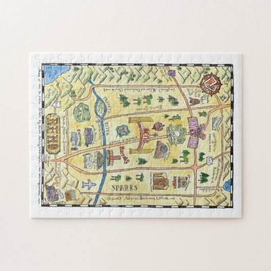 Reno Handgetekende Map Puzzle Legpuzzel (Horizontaal)