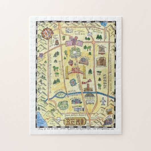 Reno Handgetekende Map Puzzle Legpuzzel (Verticaal)