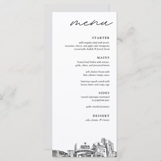 Reno Mariage Dinner Menu (Devant / Derrière)