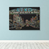 RENO NEVADA  COLORFUL Neon Art Canvas Afdruk (Insitu (Houten vloer))
