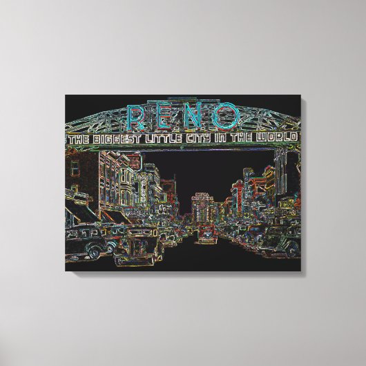 RENO NEVADA  COLORFUL Neon Art Canvas Afdruk (Voorkant)