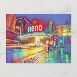 Reno Nevada Colorful Virginia Street Briefkaart
