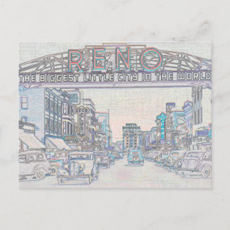 RENO NEVADA COLORFUL WATERVERF ART neon Briefkaart