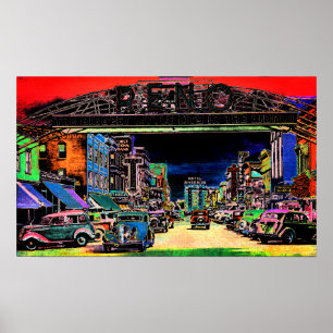 RENO NEVADA COLORFUL WATERVERF ART. POSTER