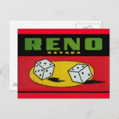 Reno Nevada Dice vintage Briefkaart (Voorkant / Achterkant)