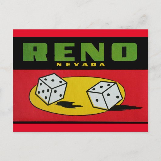 Reno Nevada Dice vintage Briefkaart (Voorkant)