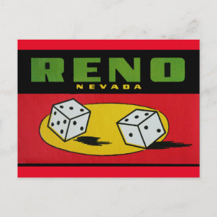 Reno Nevada Dice voyage vintage Carte postale