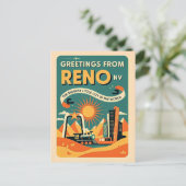 Reno NV Retro Kunst Briefkaart (Staand voorkant)