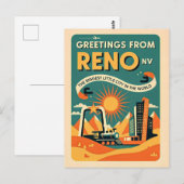 Reno NV Retro Kunst Briefkaart (Voorkant / Achterkant)