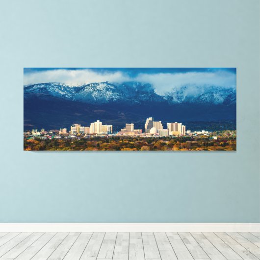 Reno Skyline Herfst en Sneeuwpano op Canvas (Insitu (Houten vloer))