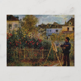 Renoir Claude Monet Painting in Zijn tuin in Arge Briefkaart