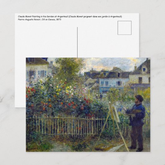 Renoir - Claude Monet Schilderen in zijn Tuin Briefkaart (Voorkant / Achterkant)