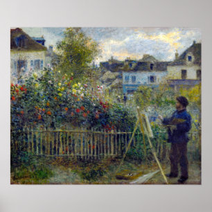 Renoir - Claude Monet Schilderen in zijn Tuin Poster