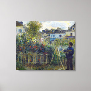Renoir - Claude Monet Schilderend in zijn Tuin Canvas Afdruk