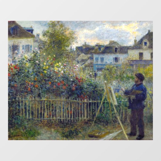Renoir - Claude Monet Schilderend in zijn Tuin Raamsticker (Vel)