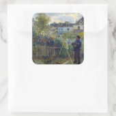 Renoir - Claude Monet Schilderend in zijn Tuin Vierkante Sticker (Tas)