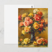 Renoir des Roses dans une carte postale Vase (Devant / Derrière)