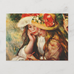 Renoir Deux Filles Lire dans le jardin Carte posta