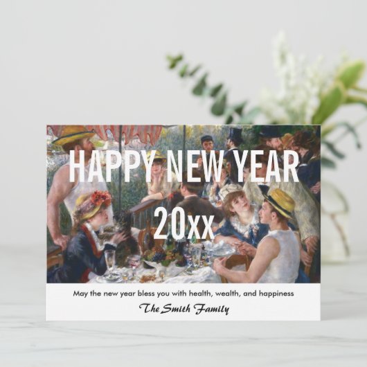Renoir - Happy New Year / Luncheon Boating Party Feestdagenkaart (Staand voorkant)