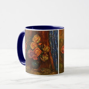 Renoir Impressionistische Rozen in Turquoise Vaas Mok