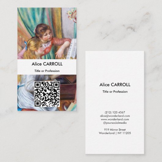Renoir - Jonge meisjes bij de Piano - QR-code Visitekaartje (Voorkant / Achterkant)