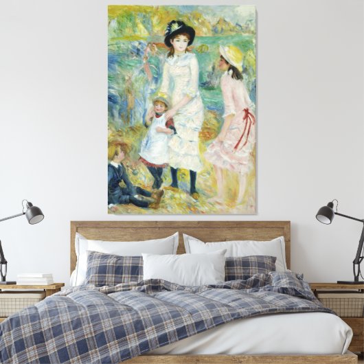 Renoir Kinderen op de Seashore Guernsey Canvas Afdruk (Insitu (Slaapkamer))