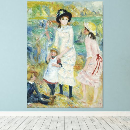 Renoir Kinderen op de Seashore Guernsey Canvas Afdruk (Insitu (Houten vloer))