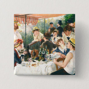 Renoir Luncheon van de strijdende partij Renoir Vierkante Button 5,1 Cm