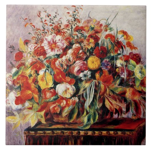 Renoir - mandje bloemen tegeltje (Voorkant)
