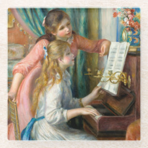 Renoir Meisjes bij het Piano Impressionisme Schild Glazen Onderzetter