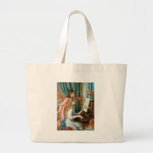 Renoir Meisjes bij het Piano Impressionisme Schild Grote Tote Bag