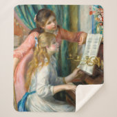 Renoir Meisjes bij het Piano Impressionisme Schild Sherpa Deken (Voorkant)