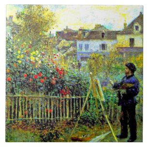Renoir - Monet Painting in zijn tuin Tegeltje