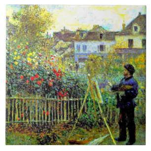 Renoir, Monet schildert in zijn tuin in Argenteuil Tegeltje