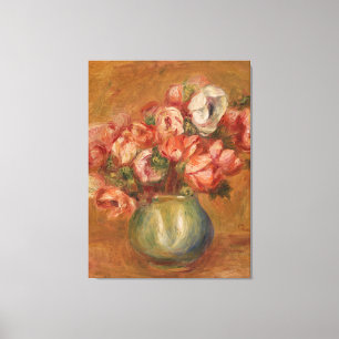 Renoir Pink Groen Geel Anemones Canvas Afdruk