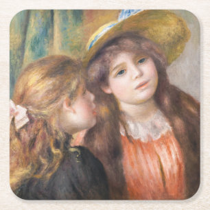 Renoir - Portret van twee kleine meisjes Vierkante Kartonnen Onderzetter