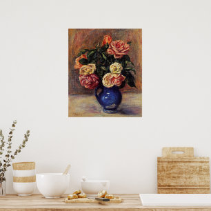 Renoir - Rozen in een blauwe vaas Poster