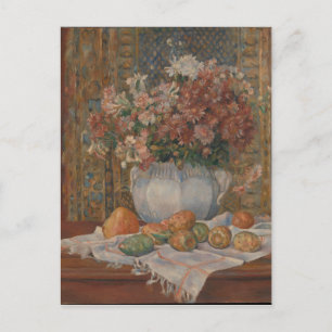 Renoir stille leven met bloemen en wrijvende peren briefkaart