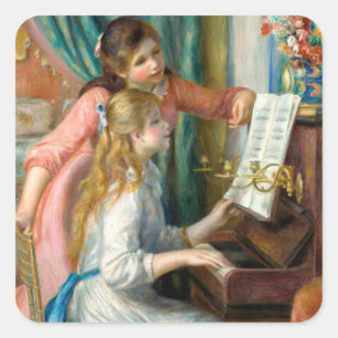 Renoir Twee Meisjes aan de Piano Print Muziek Fijn Vierkante Sticker