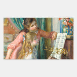 Renoir Twee Meisjes bij de Piano Print Muziek Fijn Rechthoekige Sticker