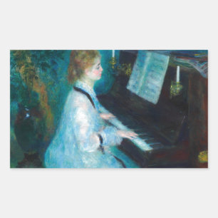 Renoir Vrouw aan de Piano Vintage Impressionist Rechthoekige Sticker