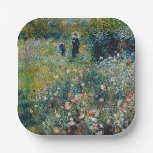 Renoir - Vrouw met een Parasol in een Tuin Papieren Bordje