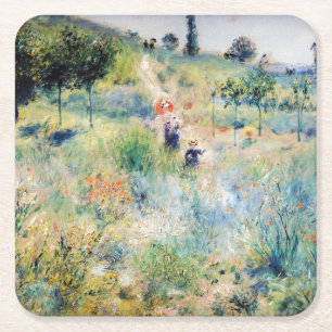 Renoir - Weg leidt door Tall Grass Vierkante Kartonnen Onderzetter