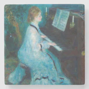 Renoir Woman Piano Music Musician Stenen Onderzetter