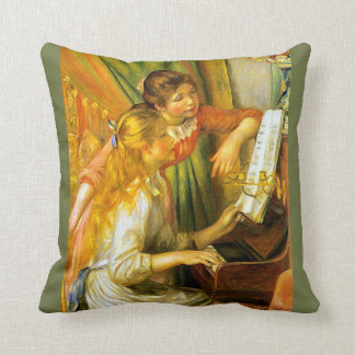 Renoir Young Girls die Piano Music spelen Kussen