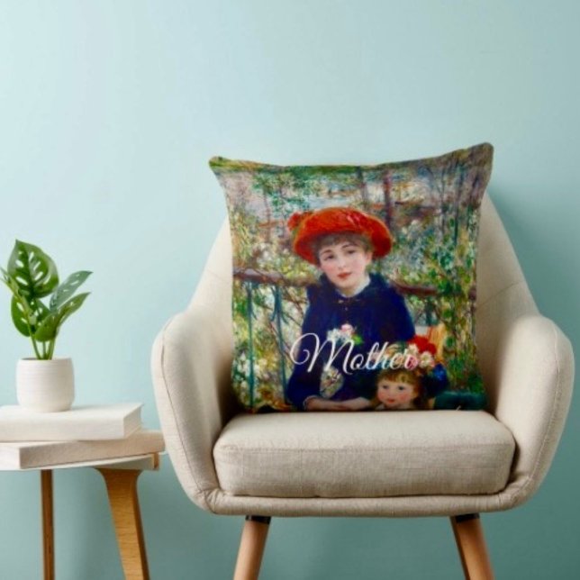 Renoir's Moeder en Kind Kussensloop   Kussen (Throw Pillow 100% polyester heavyweight stretch material. Hidden zipper Made in the USA.
)